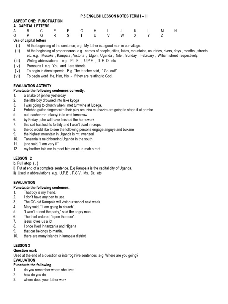 p.5 Primary Five Eng Notes Teacher.ac (2) | PDF | Adverb | Grammatical ...