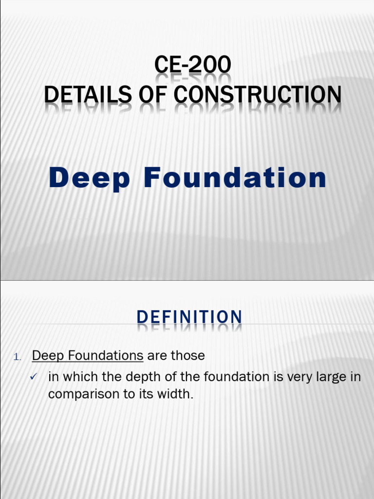 Lecture 04 - Deep Foundation | PDF | Concrete | Precast Concrete