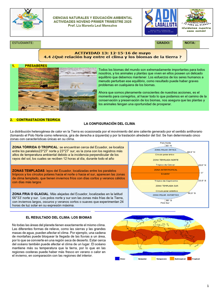 Guía N.3, Los Climas y Los Biomas (N.13) | PDF | Desierto | Clima