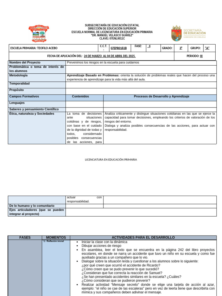 Planeacion 3ero | PDF | Educación primaria | Aprendizaje