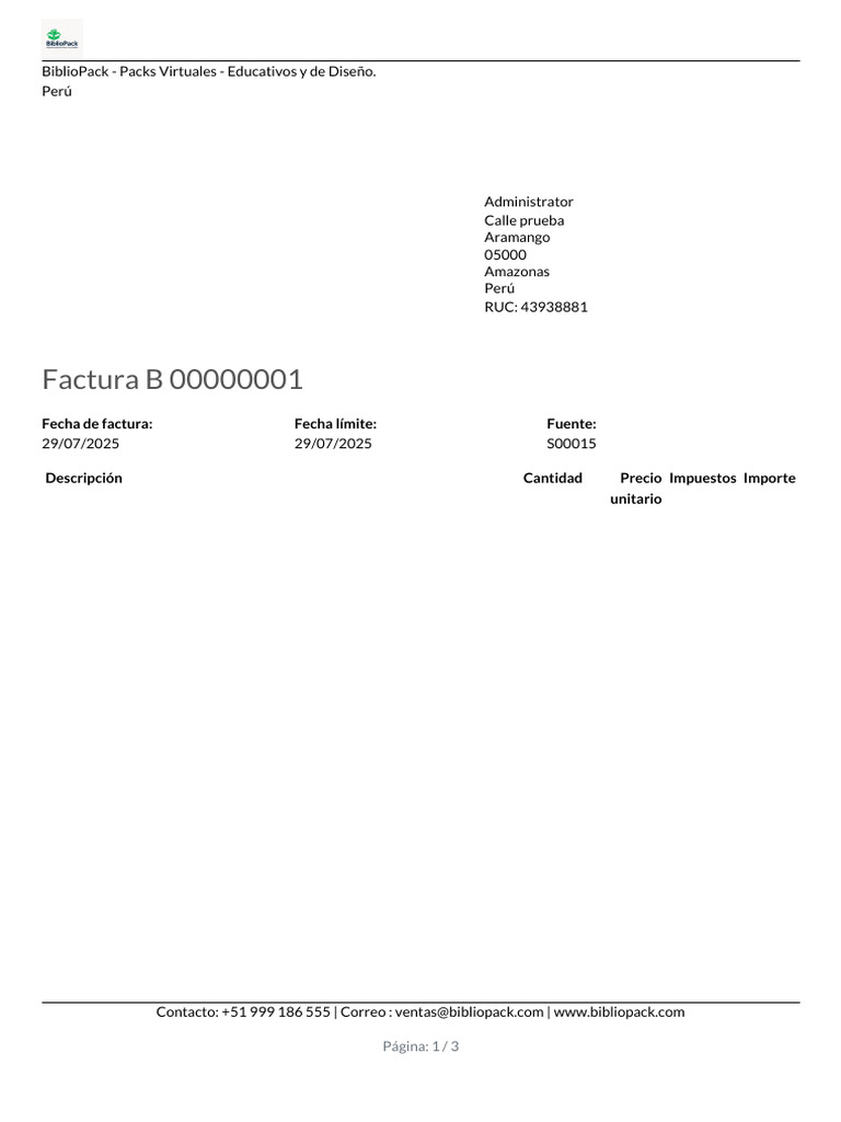 Factura B 00000001: Bibliopack - Packs Virtuales - Educativos Y de ...