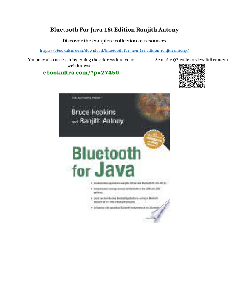 Bluetooth For Java 1st Edition Ranjith Antony full | PDF | Intellectual ...
