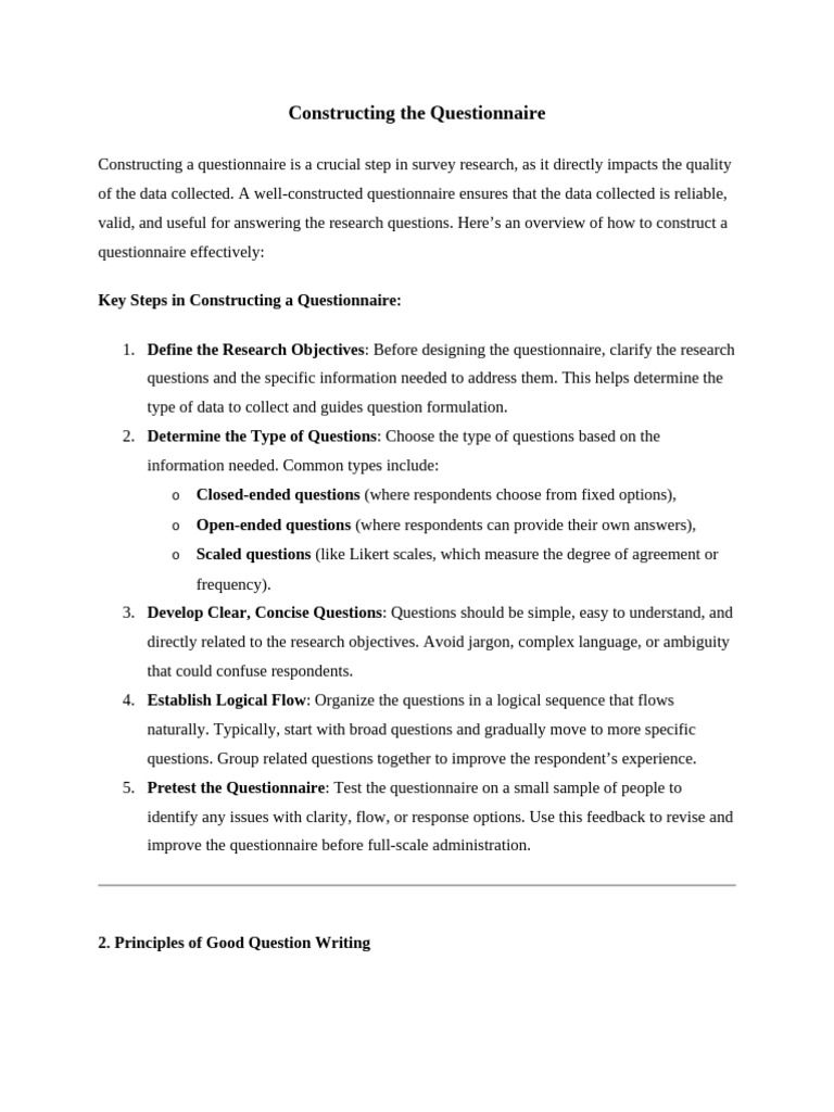Constructing The Questionnaire 05052025 092601am | PDF | Questionnaire ...