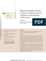 Bava - Migration:Religion Studies in France. Evolving Toward A Religious Anthropology of Movement