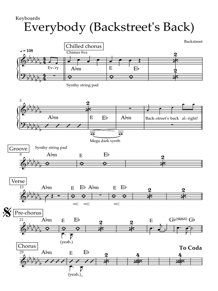 Everybody (Backstreet) - Abm Mk3 - Keyboards | PDF | Songs | Popular Music