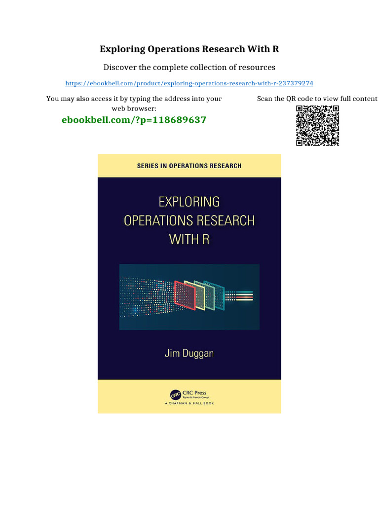Exploring Operations Research with R available all format | PDF
