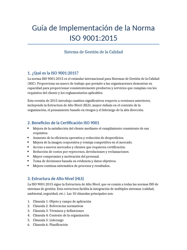 Guia Implementacion ISO 9001 | PDF | Sistema de manejo de calidad ...
