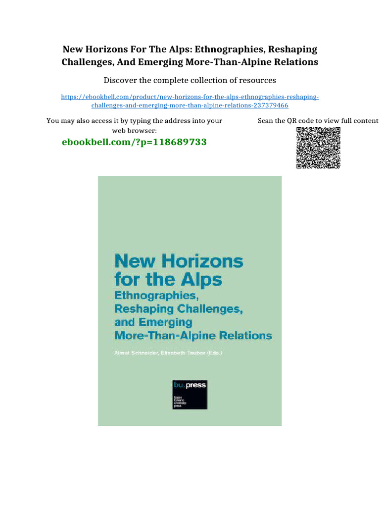 New Horizons for the Alps: Ethnographies, Reshaping Challenges, and ...
