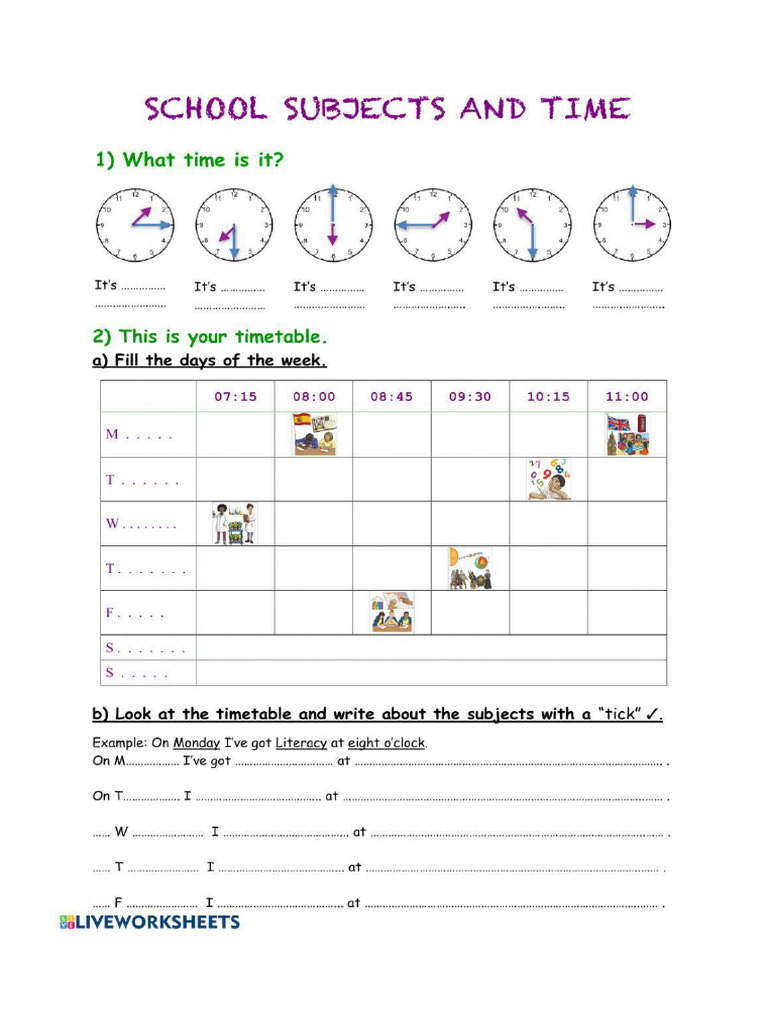 School Subjects and Time | PDF
