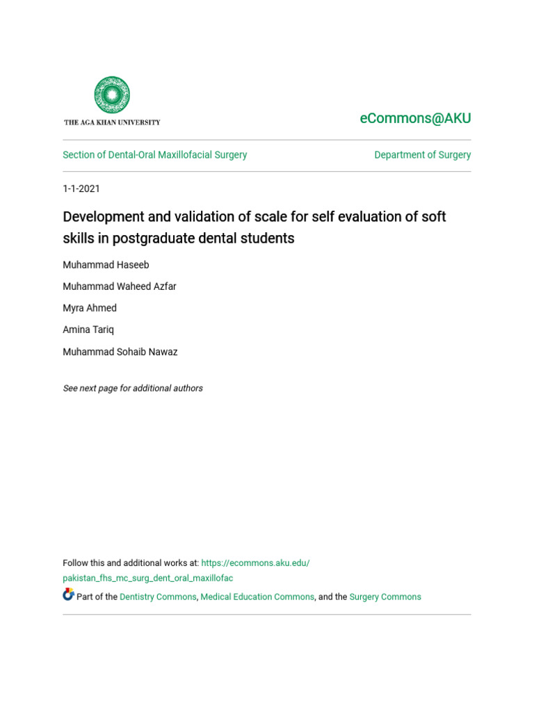 Development and Validation of Scale For Self Evaluation of Soft S | PDF ...