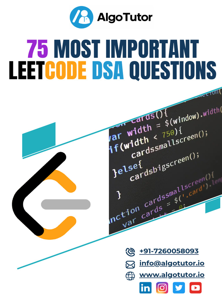 75 Most Important LeetCode DSA Questions | PDF | Integer (Computer ...