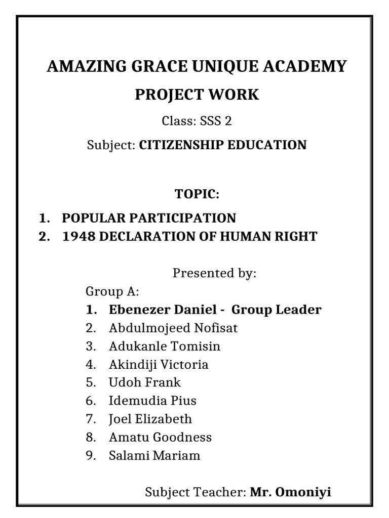 Amazing Grace Unique Academy | PDF | Human Rights | Governance