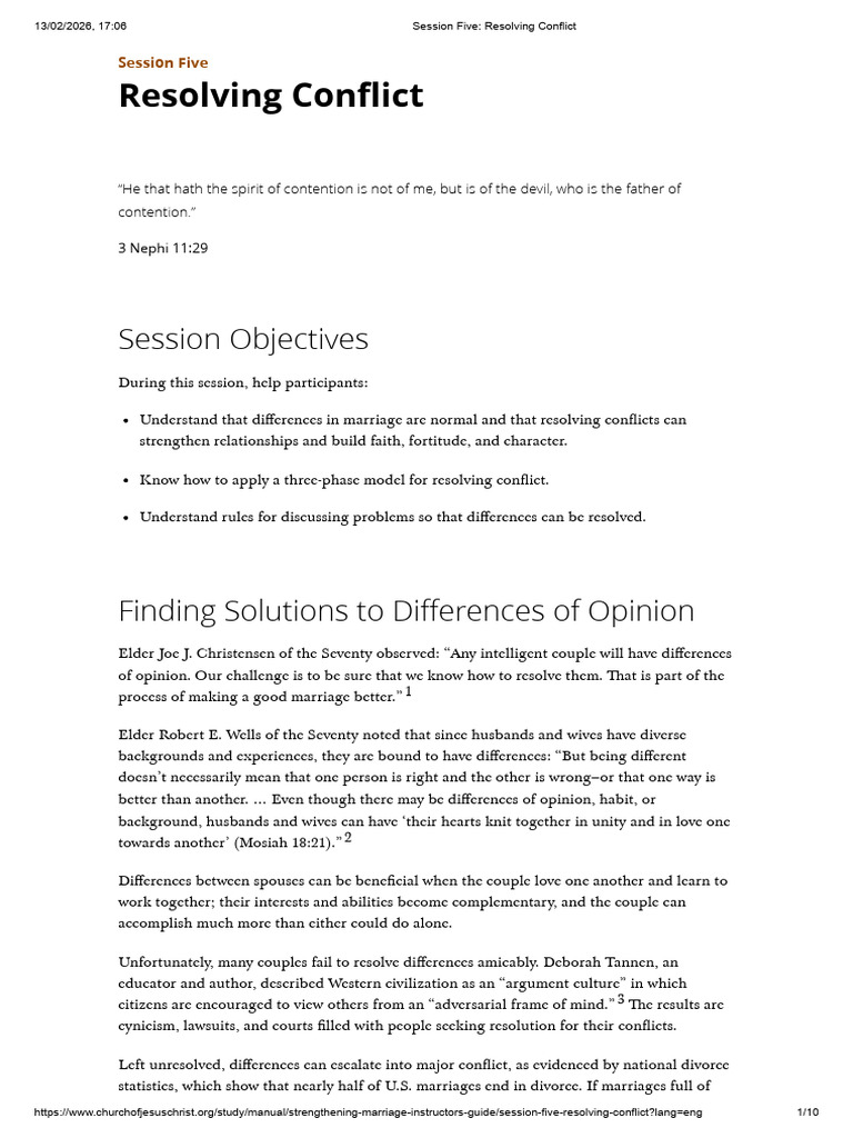 w06 Session Five - Resolving Conflict | PDF | Conflict Resolution | Divorce