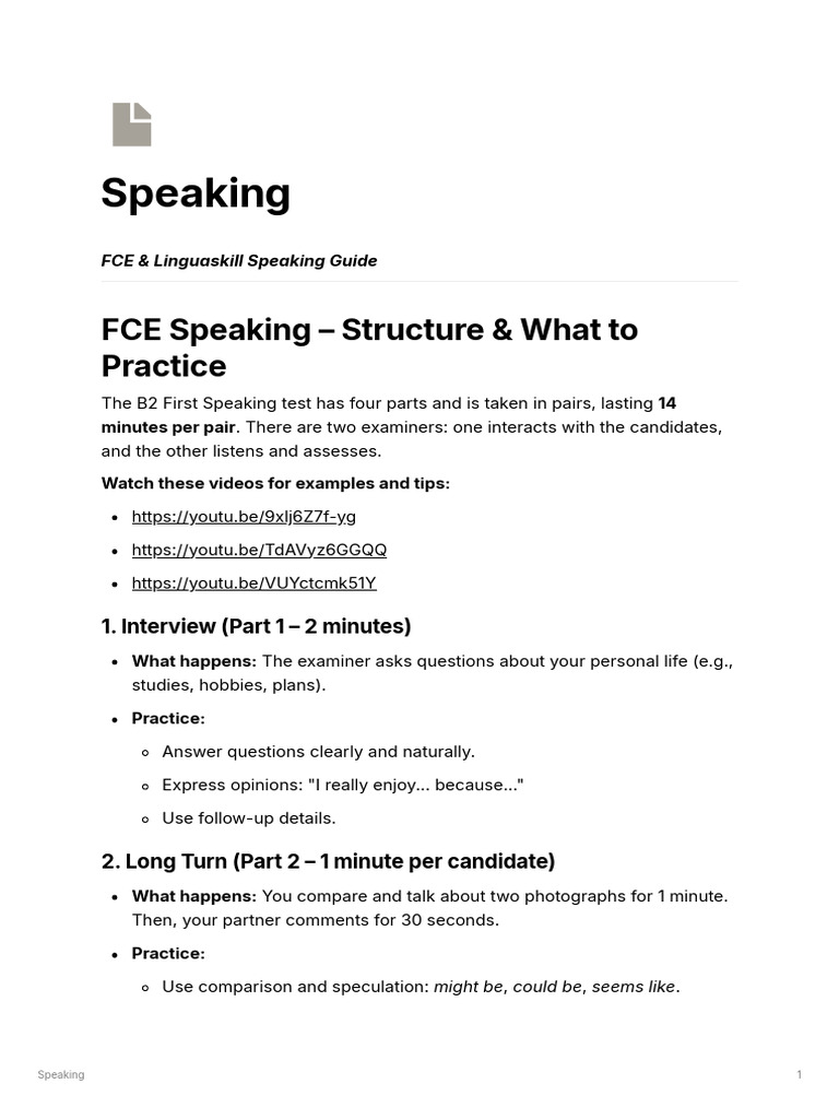 Speaking-FCE & Linguaskill Workshop (1) | PDF | Cognition | Human ...