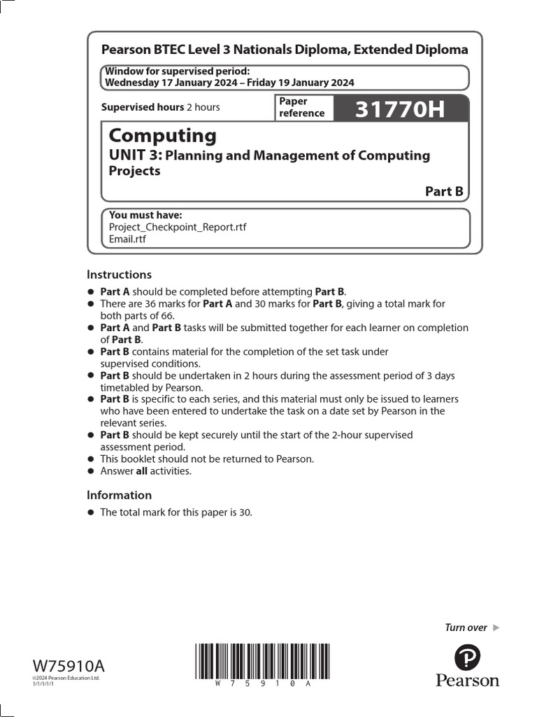 BTEC L3 Computing 31770H Unit 3 Part B Jan-2024 | PDF | Directory ...