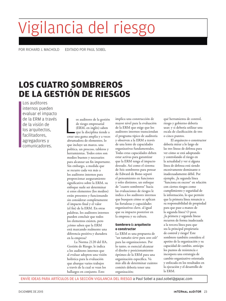 Cuatro Sombreros Del Riesgo Rev Dic 15 | PDF | Pensamiento