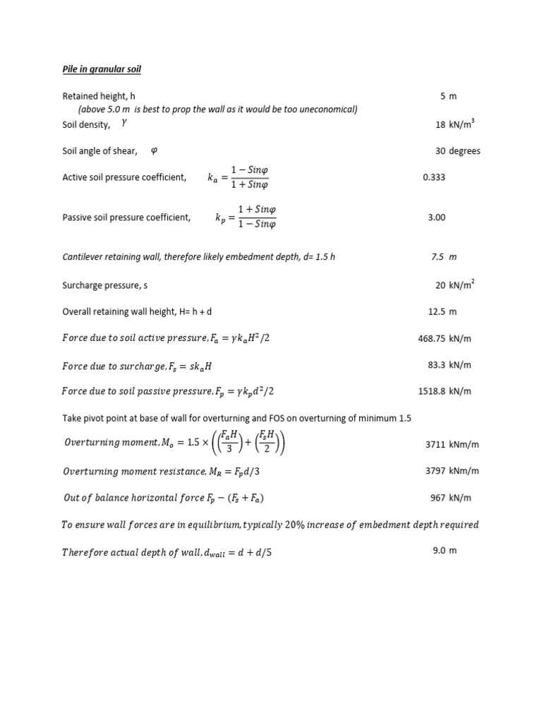 Cantilever Retaining Wall | PDF | Continuum Mechanics | Architectural ...