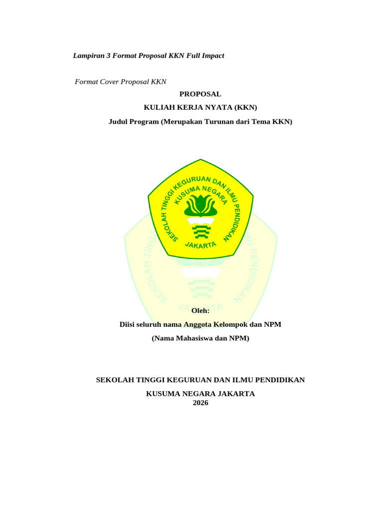 Lampiran 3 Format Penulisan Proposal Full Impact | PDF