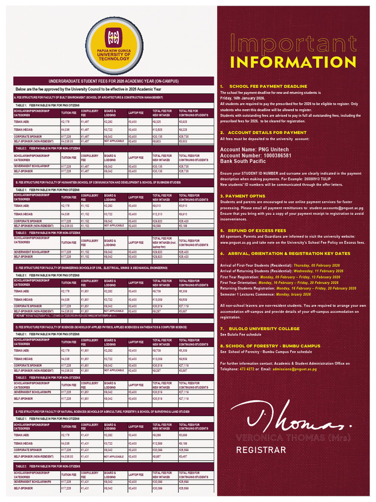 2026 School Fees Schedules - Undergrad | PDF | Payments | Services ...