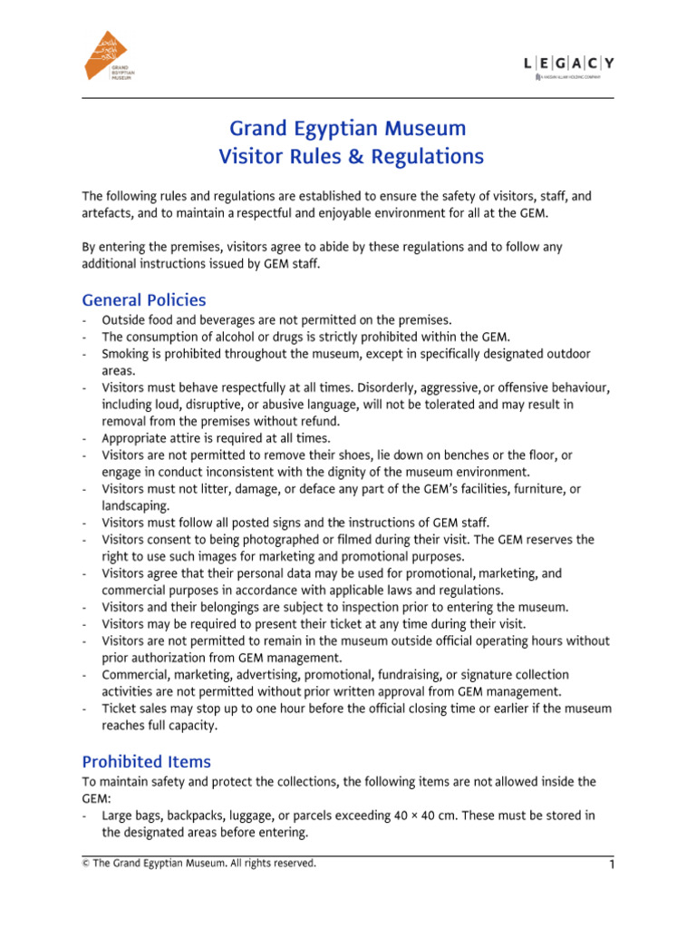 GEM Visitor Regulations Bilingual | PDF