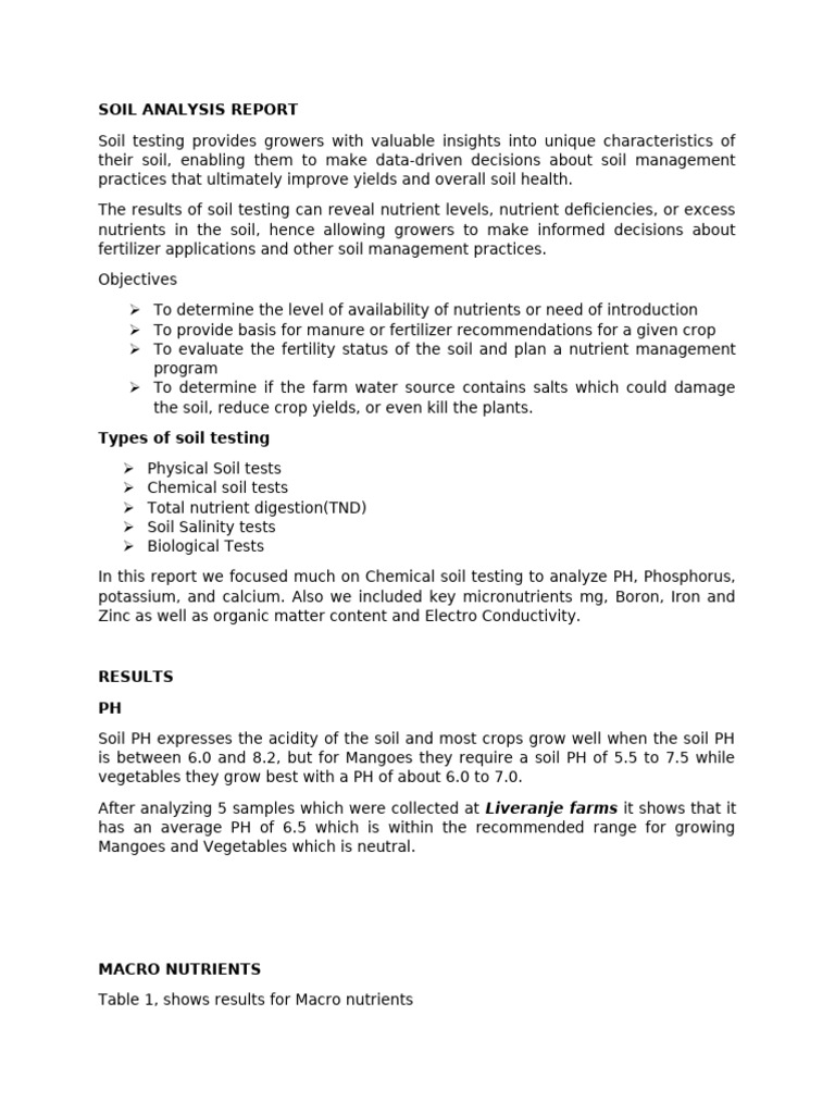 Soil Analysis Report | PDF | Plant Nutrition | Soil
