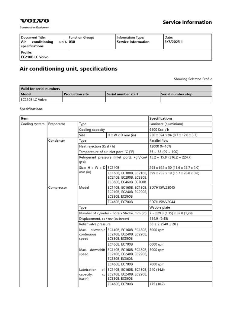00064 Air Conditioning Unit, Specifications | PDF | Air Conditioning ...