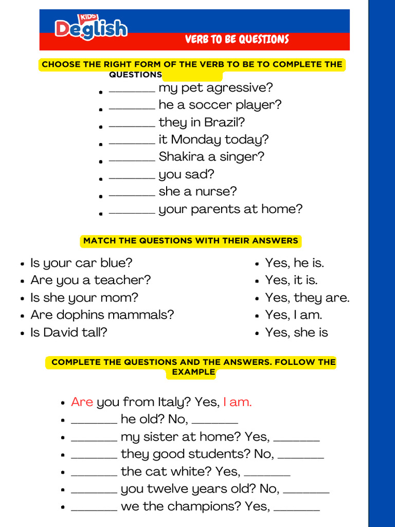 Verb to Be Sentences Questions (1).PDF (1) | PDF