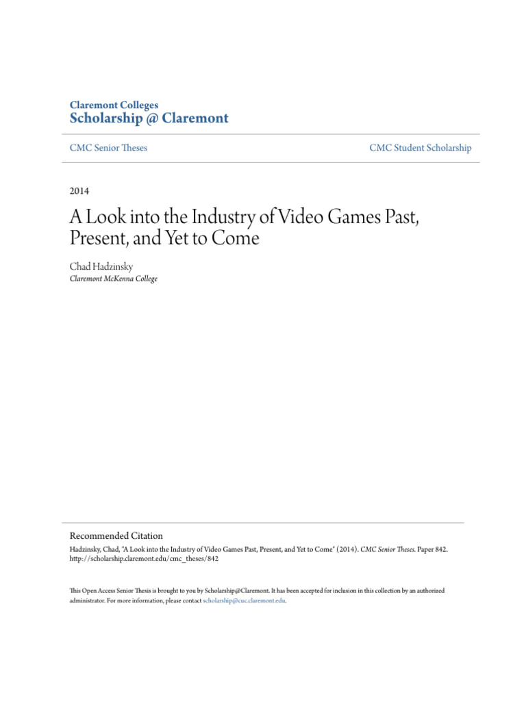 A Look Into the Industry of Video Games Past Present and Yet To | PDF ...