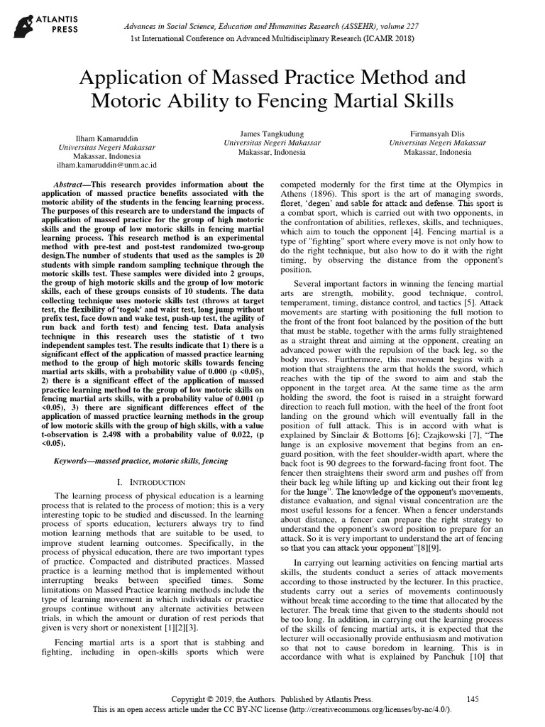 Application of Massed Practice Method An | PDF | Fencing
