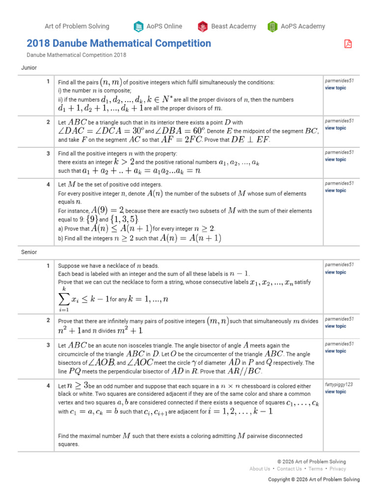 Danube Competition in Mathematics1 | PDF | Triangle | Classical Geometry