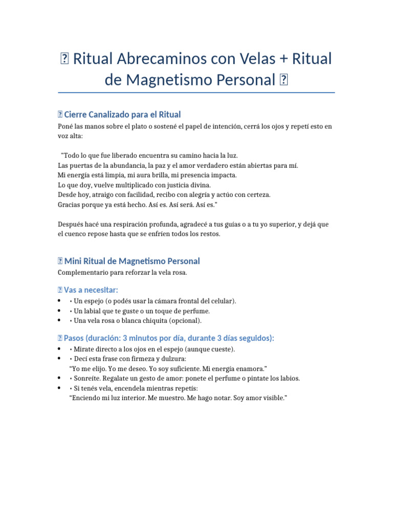 Ritual Abrecaminos y Magnetismo Gise | PDF
