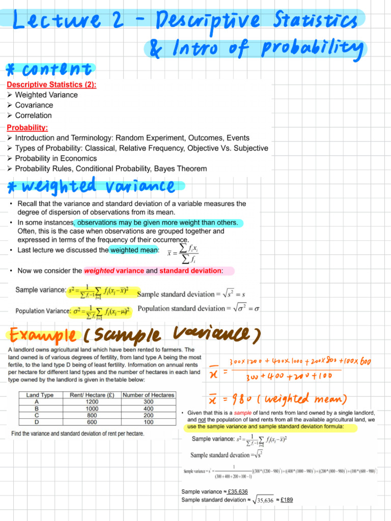 Lecture 2 - Descriptive Statistics Continued | PDF