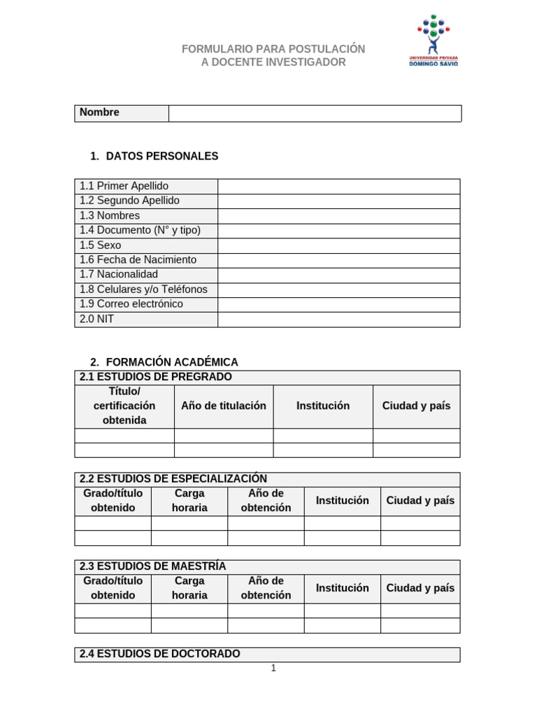 Formulario Postulacion | PDF | Maestros