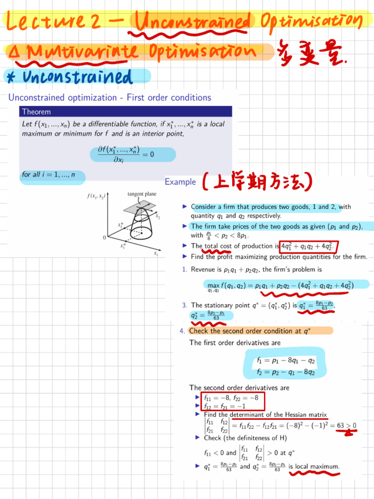 Lecture 2 Implicit Function Theorem and Multivariate Optimization With ...