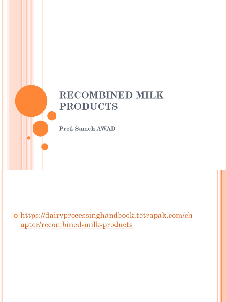 Recombined Milk Product | PDF | Milk | Powdered Milk