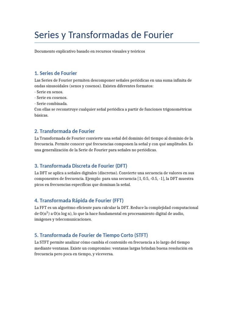 Series Transformadas Fourier | PDF | Transformada discreta de Fourier ...