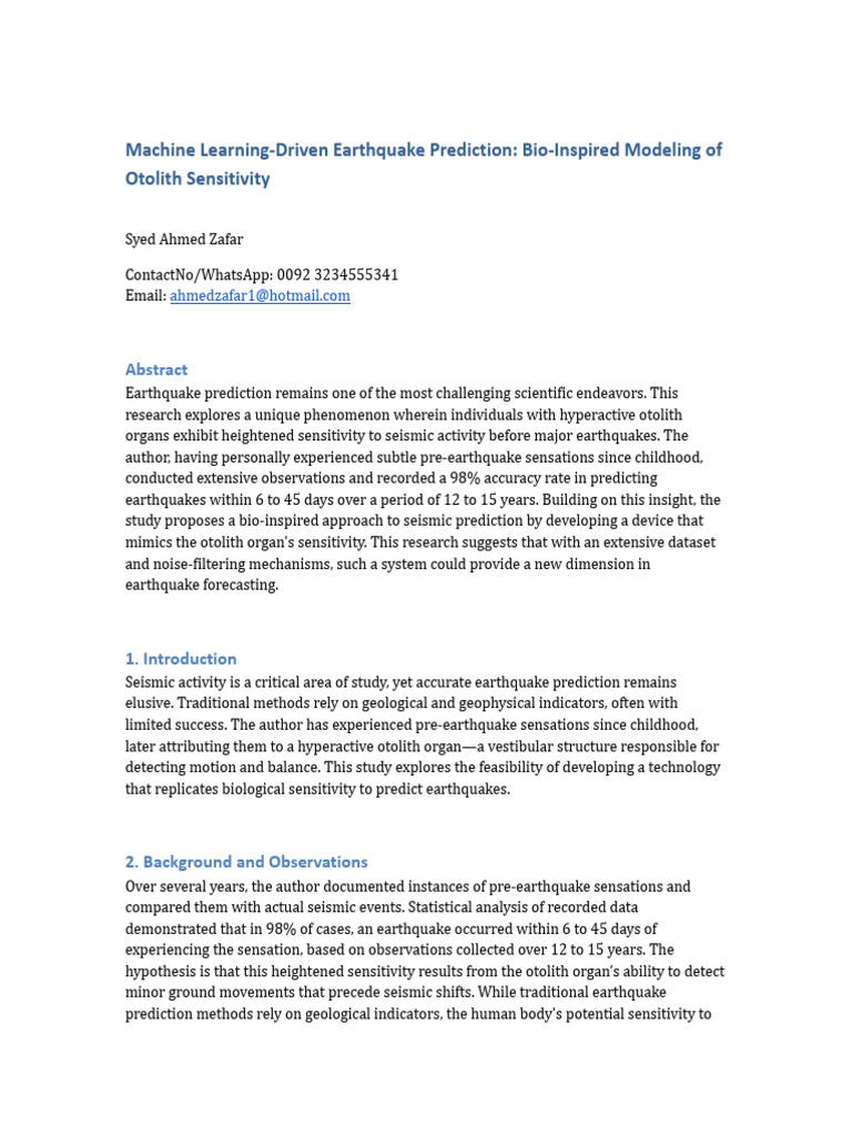 Earthquake Prediction Research | PDF | Prediction | Earthquakes