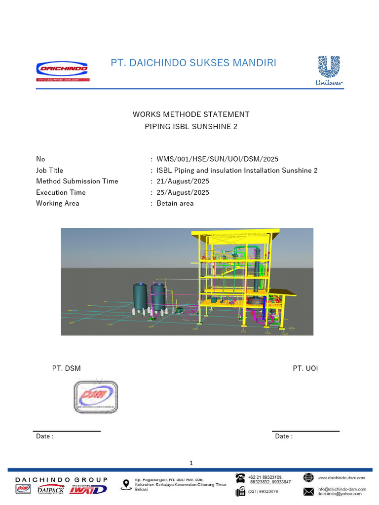 Work Method Piping ISBL Sunshine2 R0 | PDF | Welding | Construction