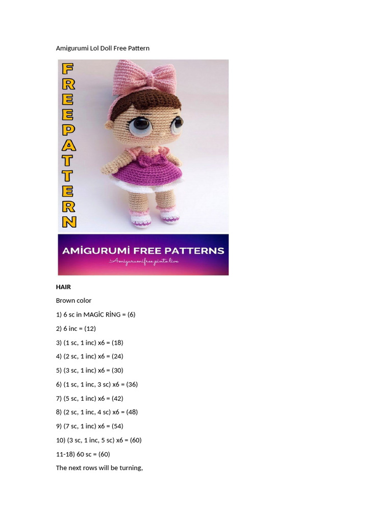 Amigurumi Lol Doll Free Pattern | PDF