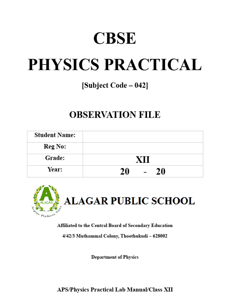 12 Phy Lab Manual 2025-26-1 | PDF | Resistor | Electrical Resistance ...