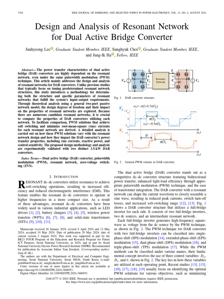 Design and Analysis of Resonant Network For Dual Active Bridge ...