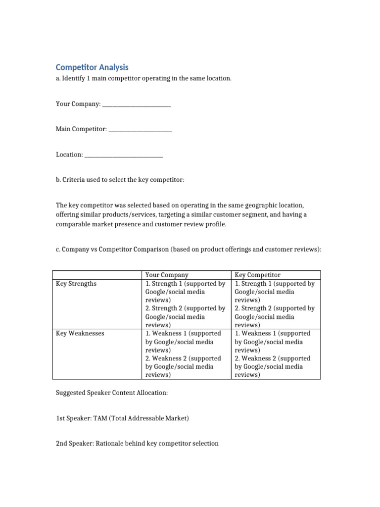 Competitor Analysis Template | PDF