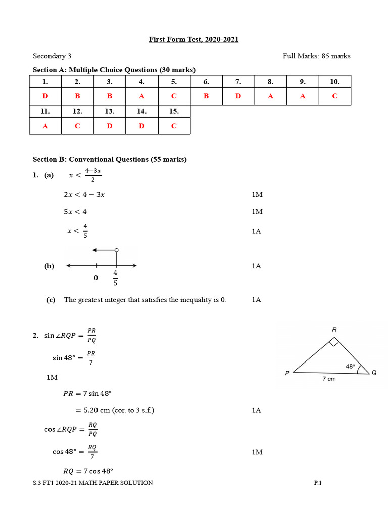 2021 Ft1 s3 Math Paper Solution | PDF | Chess Theory | Chess