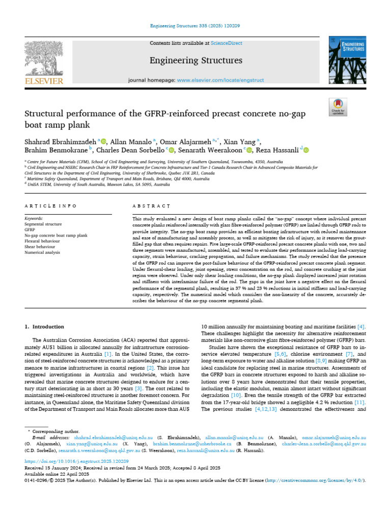 Structural Performance of The GFRP Reinforced Precast Co 2025 ...