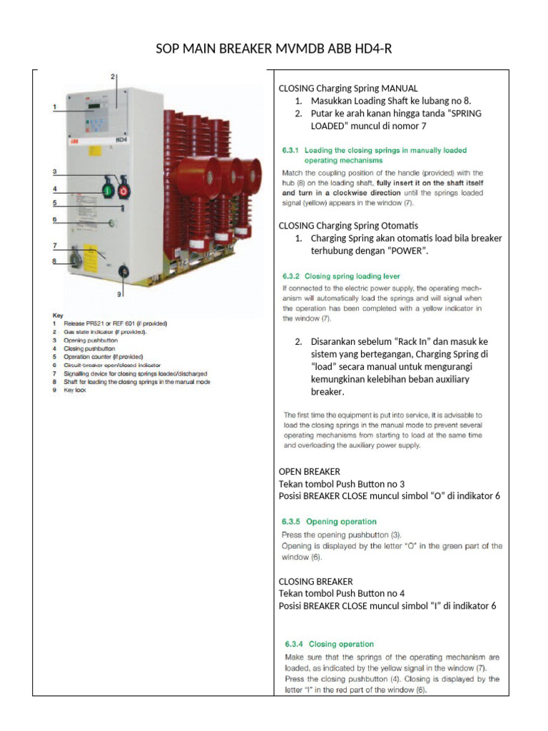 Sop Main Breaker MVMDB Abb Hd4 | PDF