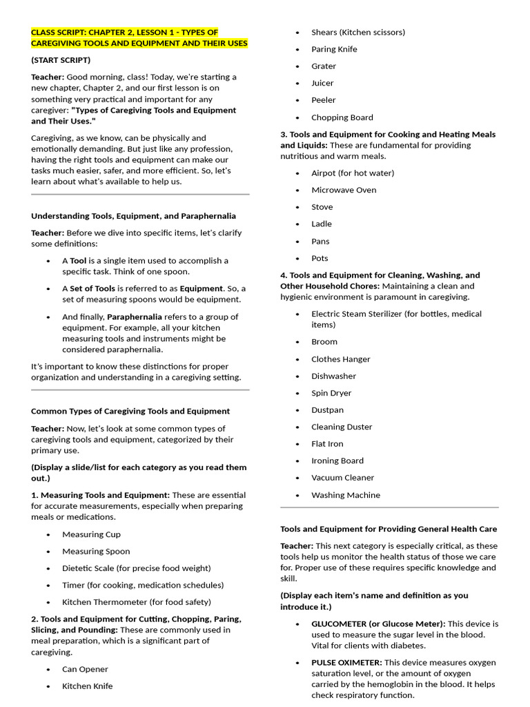 CHAPTER 2 - TLE 10 - Class Script Lesson 1-2 | PDF