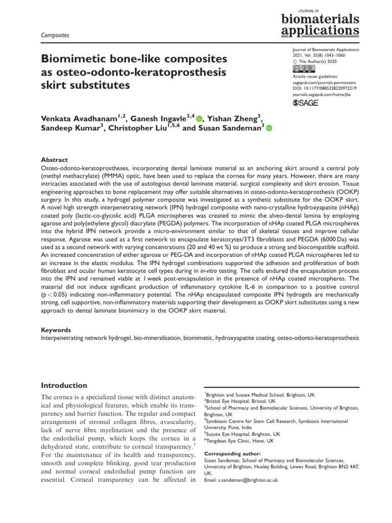 Biomimetic Bone Like Composites as Osteo Odonto Ke 1 | PDF | Cell ...