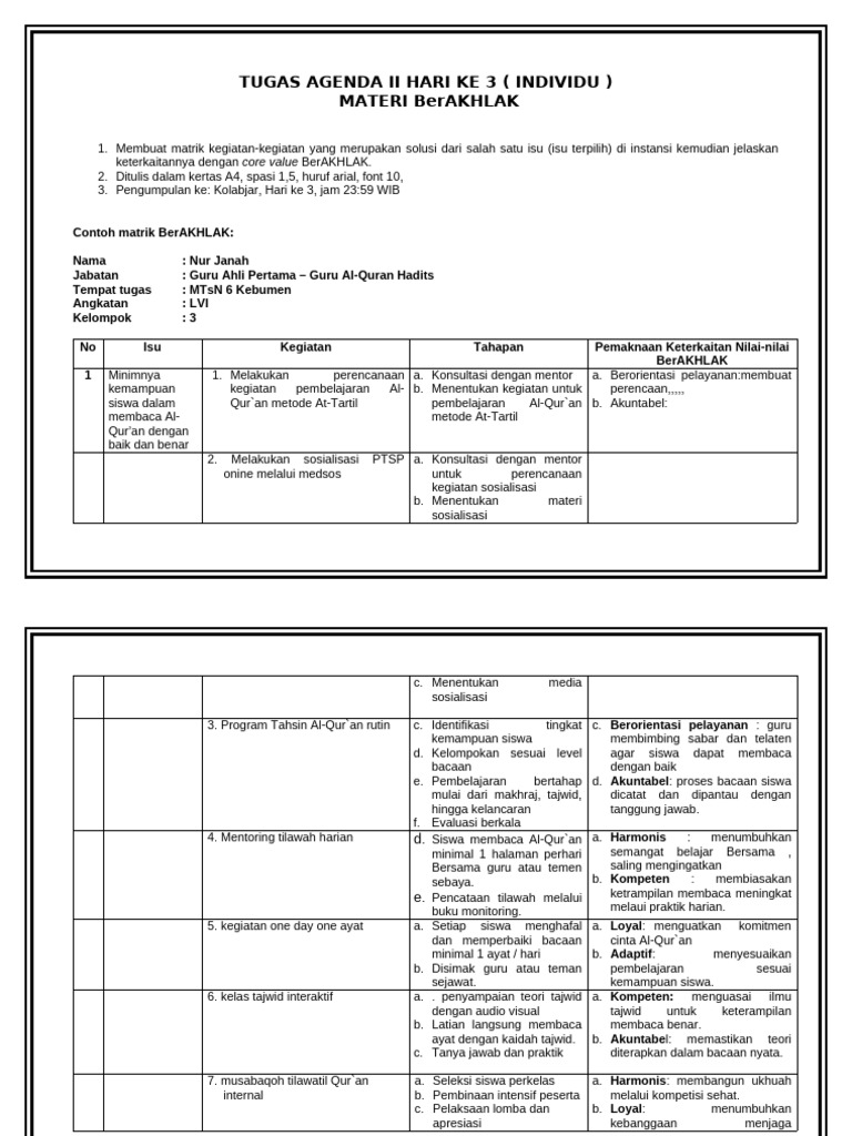 Tgs Agenda 2 Hari Ke 3 Individu | PDF