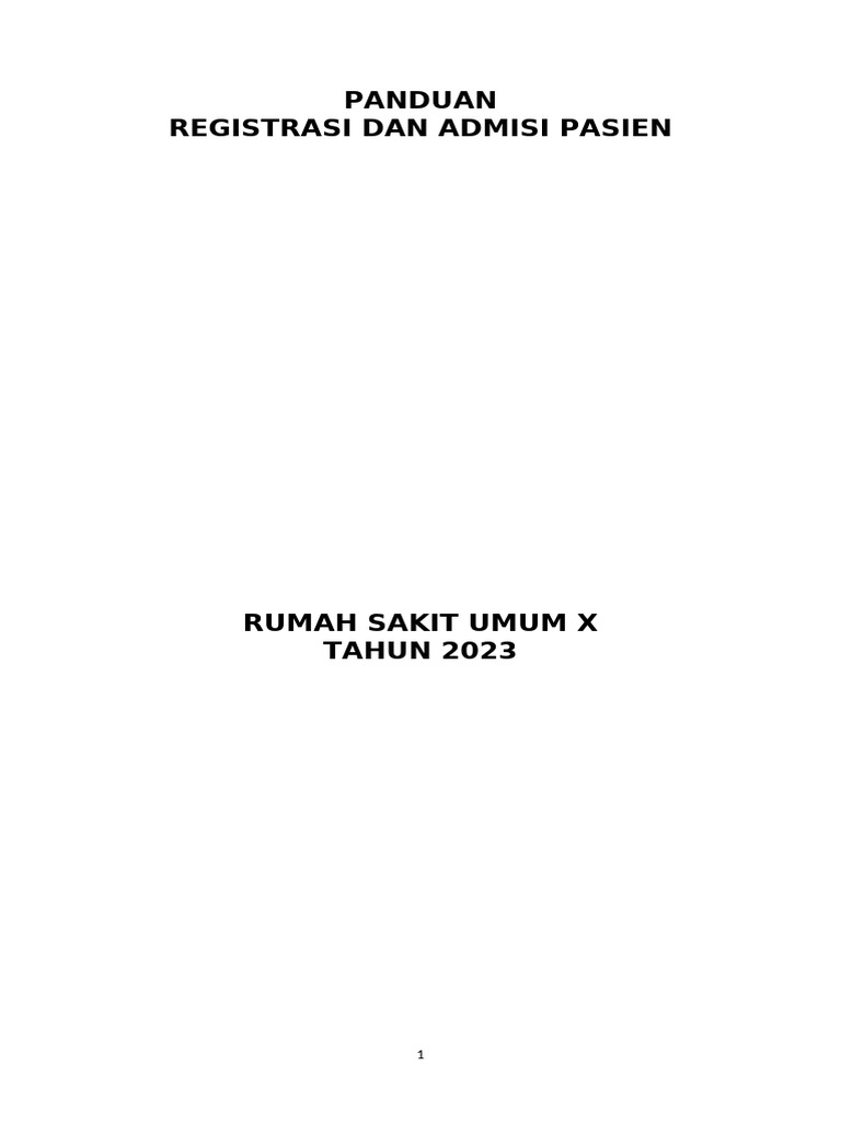 Contoh Panduan Registrasi Dan Admisi Pasien Rs | PDF