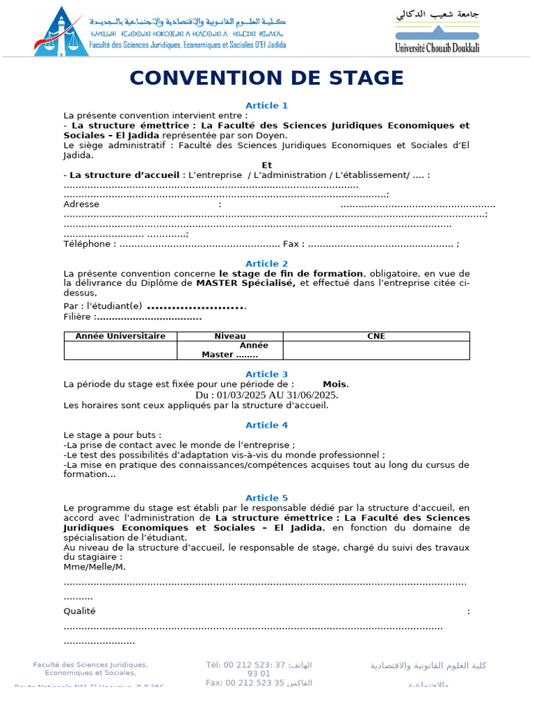 Convention de Stage 111 | PDF